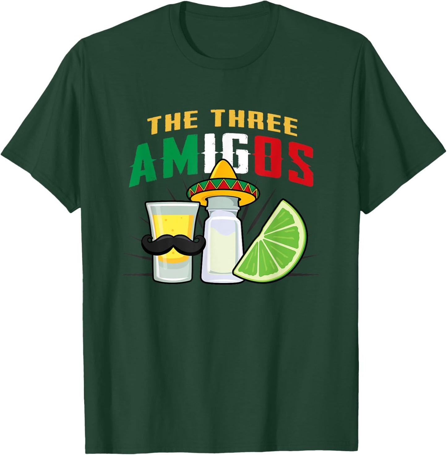 The 3 Three Amigos Lime Salt Tequila Cinco De Mayo T-Shirt - T-Shirt | Forest