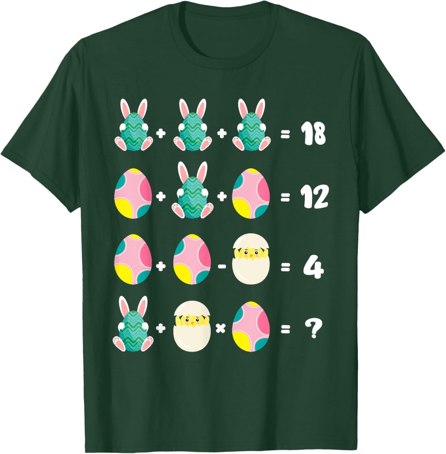 Order Of Operations Quiz Math Teacher Easter Chicken Rabbit T-Shirt - T-Shirt | Forest