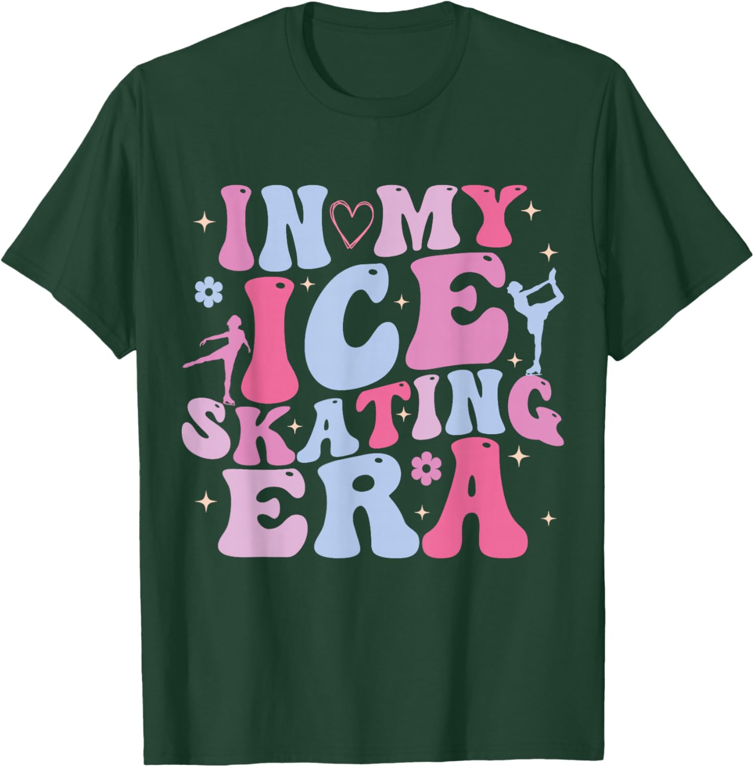 In My Ice Skating Era Groovy Funny Ice Skater T-Shirt - T-Shirt | Forest