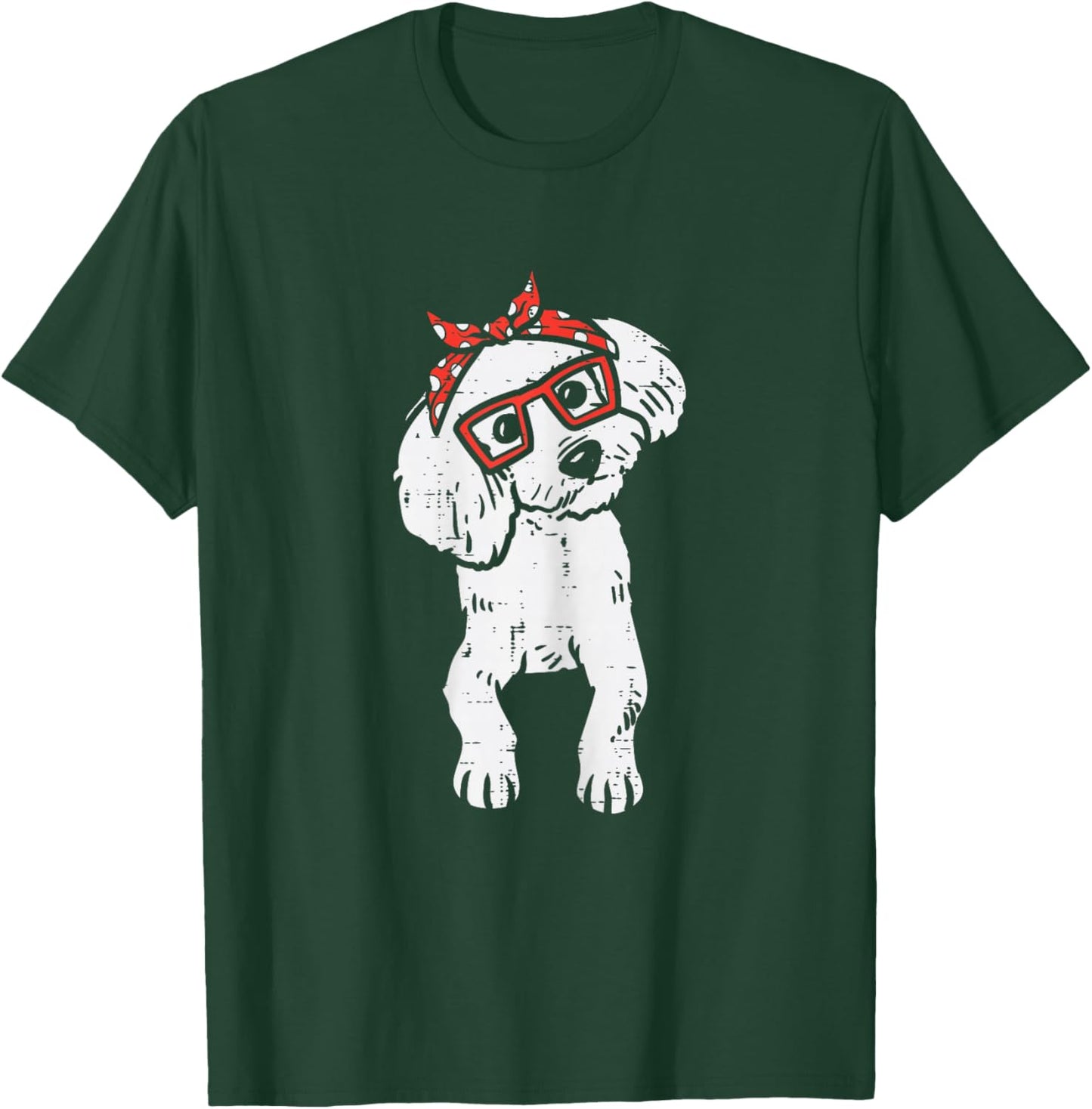 Poodle Polka Dots Bandana Dog Lover Owner Girls Women Gift T-Shirt - T-Shirt | Forest