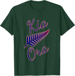 Kia Ora Maori Greeting New Zealand Pride Silver Fern Travel T-Shirt - T-Shirt | Forest