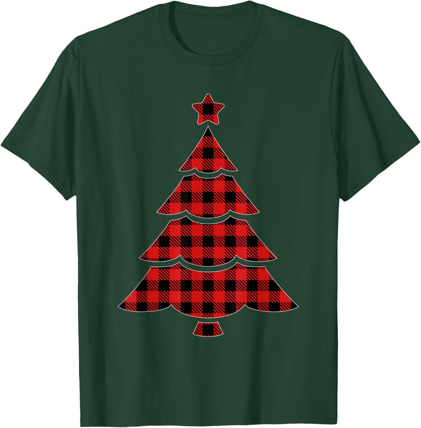 Christmas Red & Black Buffalo Plaid Tree T-Shirt - T-Shirt | Forest