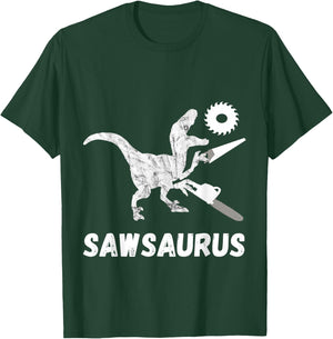 Carpenter Dinosaur Woodworker Dino Carpentry T-Rex Chainsaw T-Shirt - T-Shirt | Forest