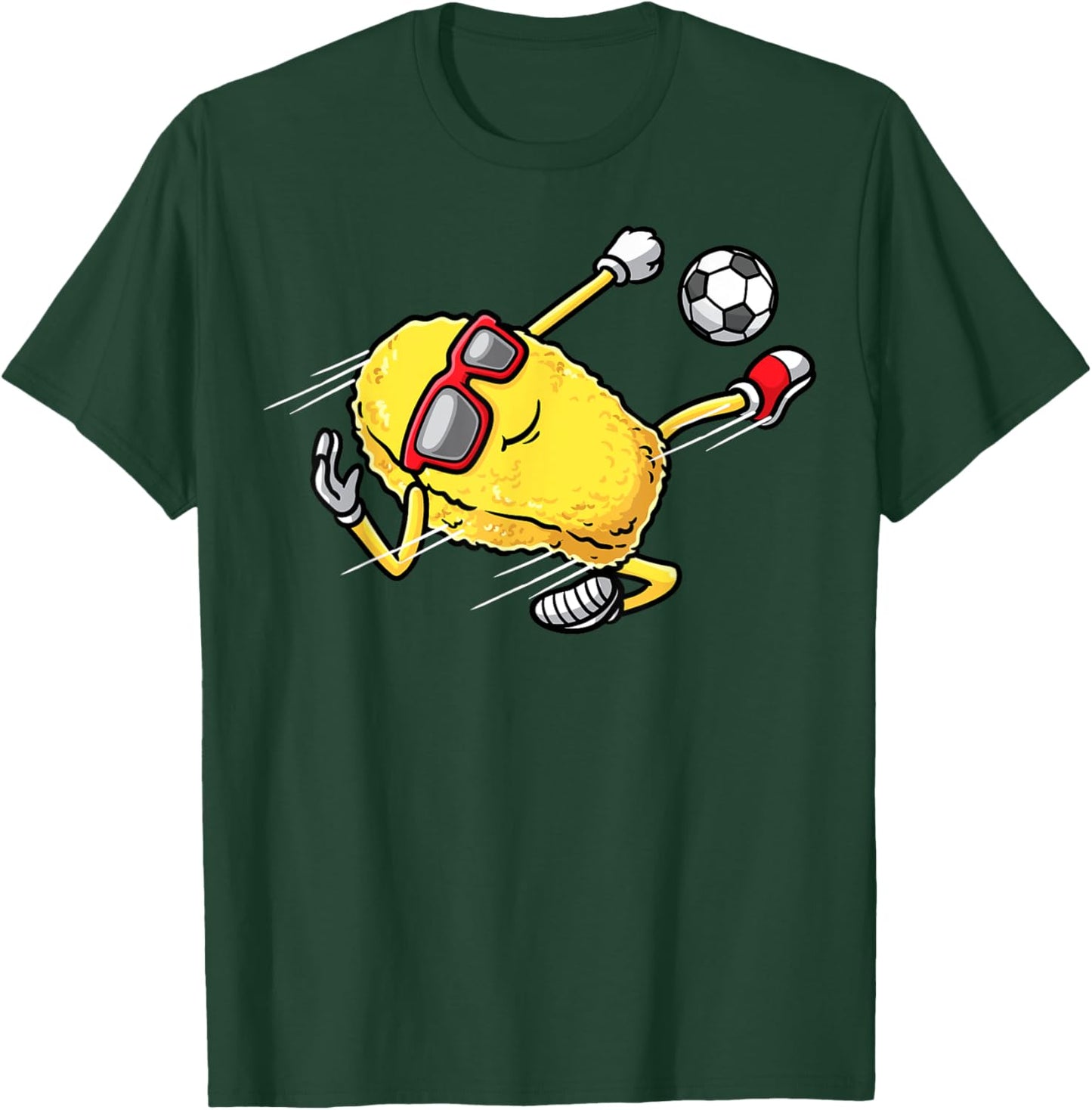 Soccer Player Chicken Nugget Playing Soccer Girls Boys T-Shirt - T-Shirt | Forest