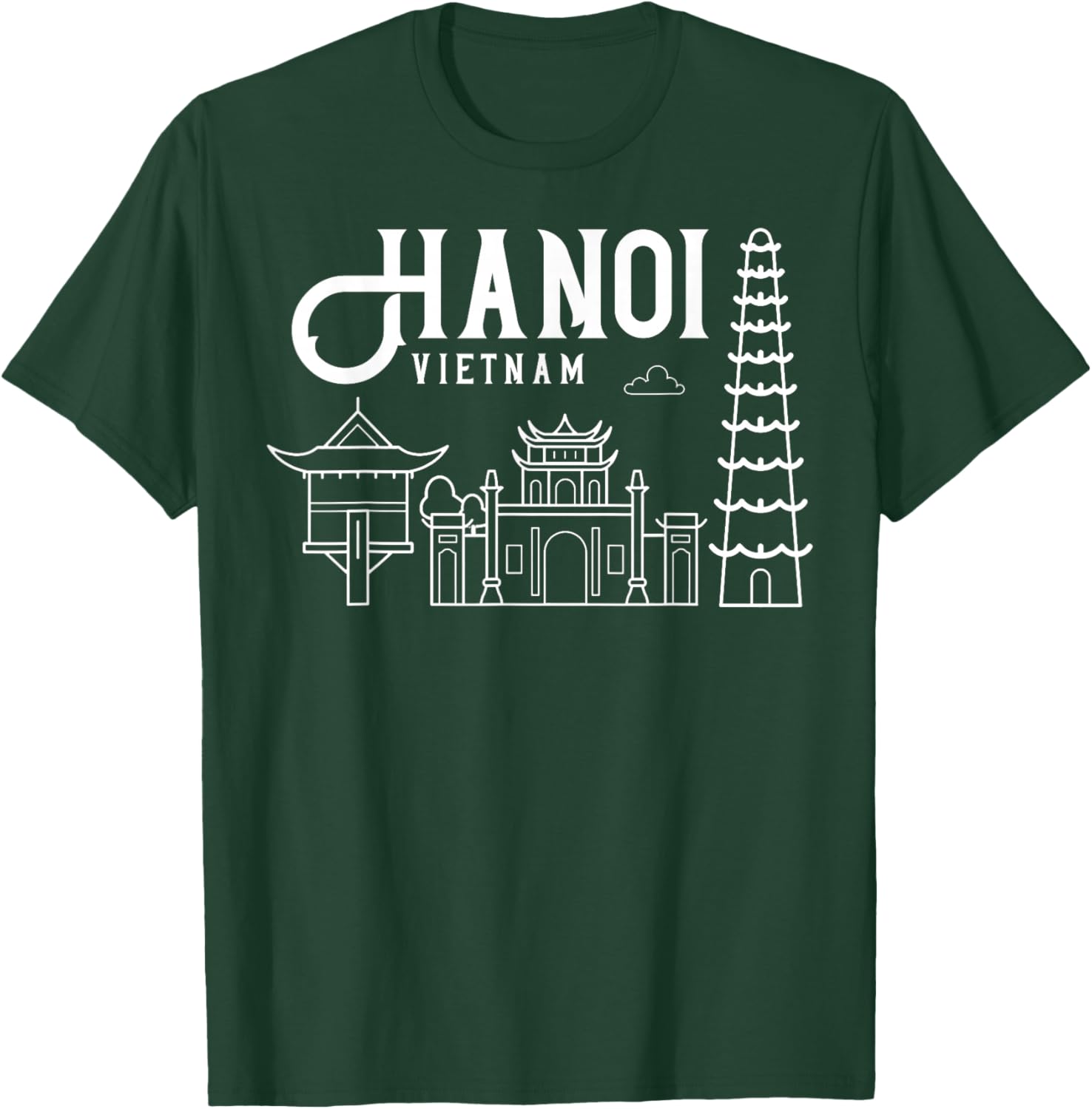 Hanoi Vietnam City Skyline Map Travel T-Shirt - T-Shirt | Forest