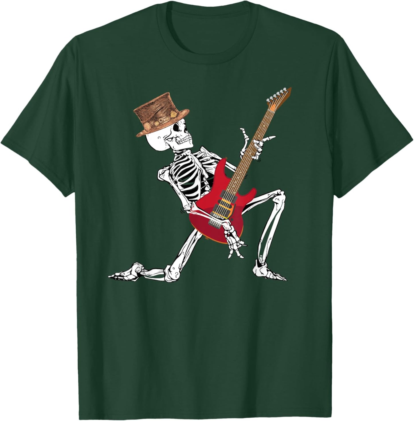 Skeleton Playing Electric Guitar Funny Halloween T-Shirt - T-Shirt | Forest