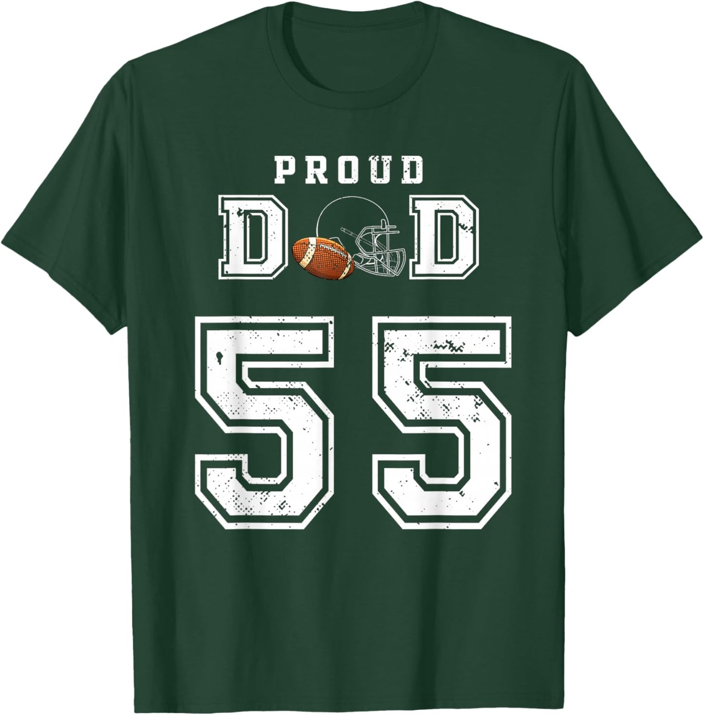 Custom Proud Football Dad Number 55 Personalized T-Shirt - T-Shirt | Forest