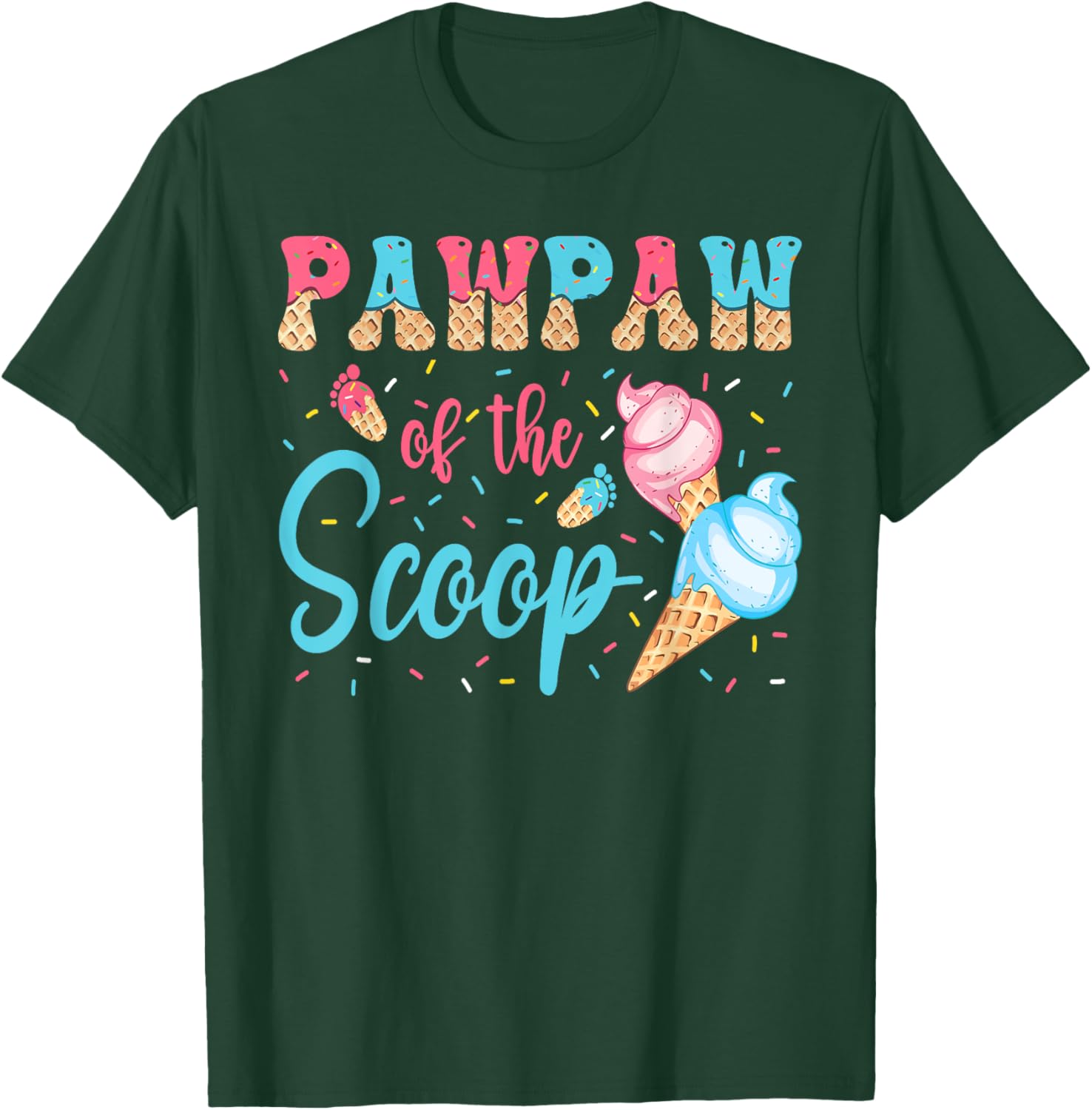 Pawpaw Of The Scoop Ice Cream Gender Reveal Baby Shower T-Shirt - T-Shirt | Forest