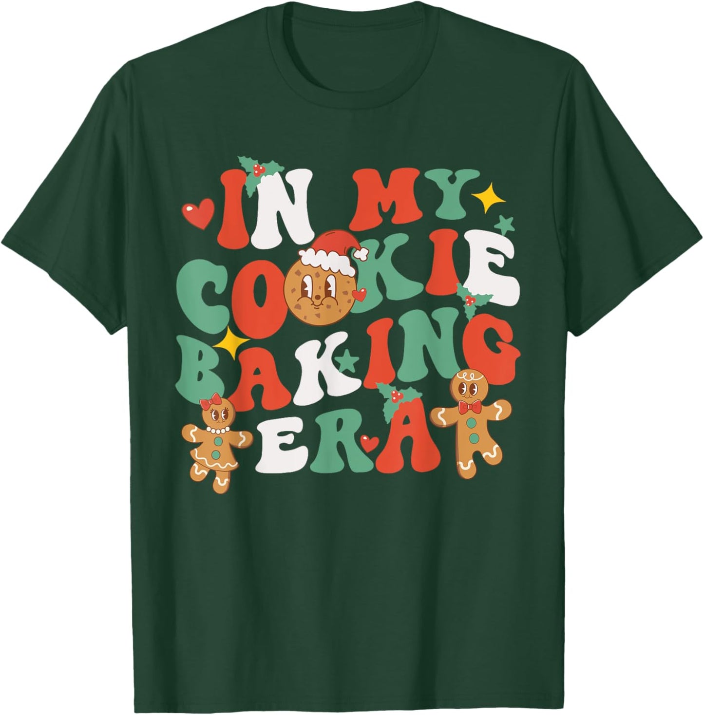 In My Cookie Baking Era Funny Holiday Baker Groovy Retro T-Shirt - T-Shirt | Forest