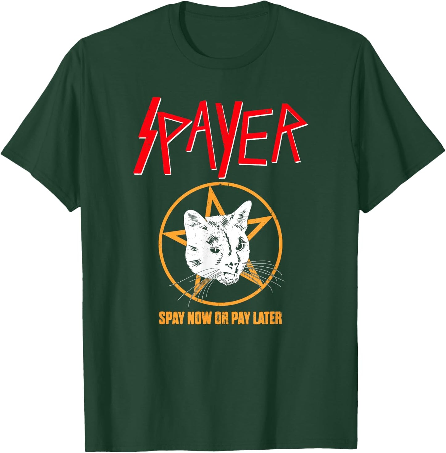Vintage Rock Spayer Cat Kitten Pun Mom Dad Gift Shirt Men Women Girls Kids T-Shirt - T-Shirt | Forest