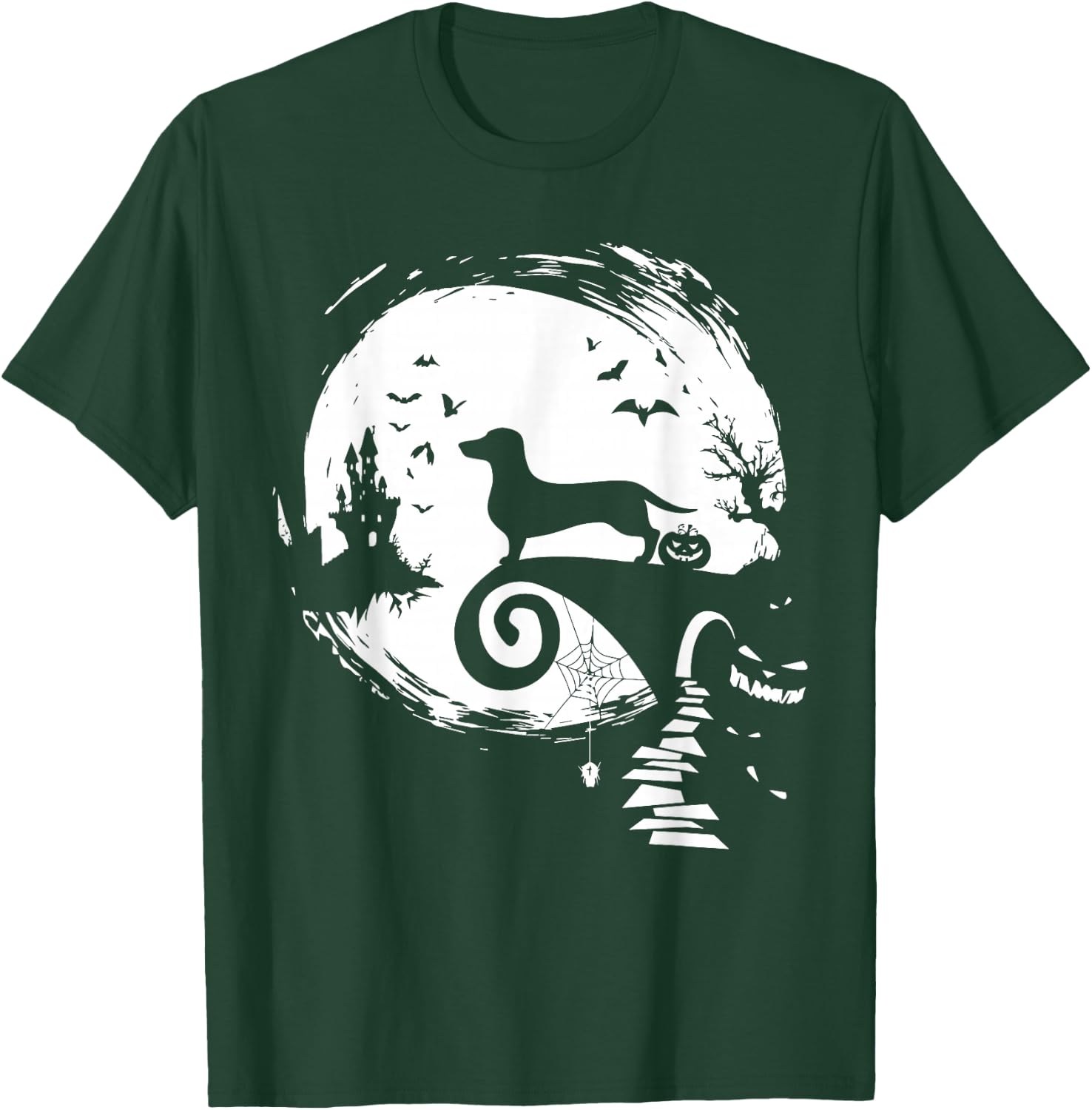 Dachshund Dog And Moon Halloween Costume Dog Lover Funny T-Shirt - T-Shirt | Forest