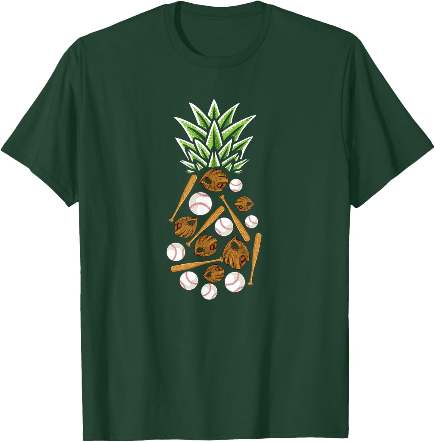 Pineapple Aloha Beaches Hawaii Baseball Gift - Catcher Men Women Kids T-Shirt - T-Shirt | Forest