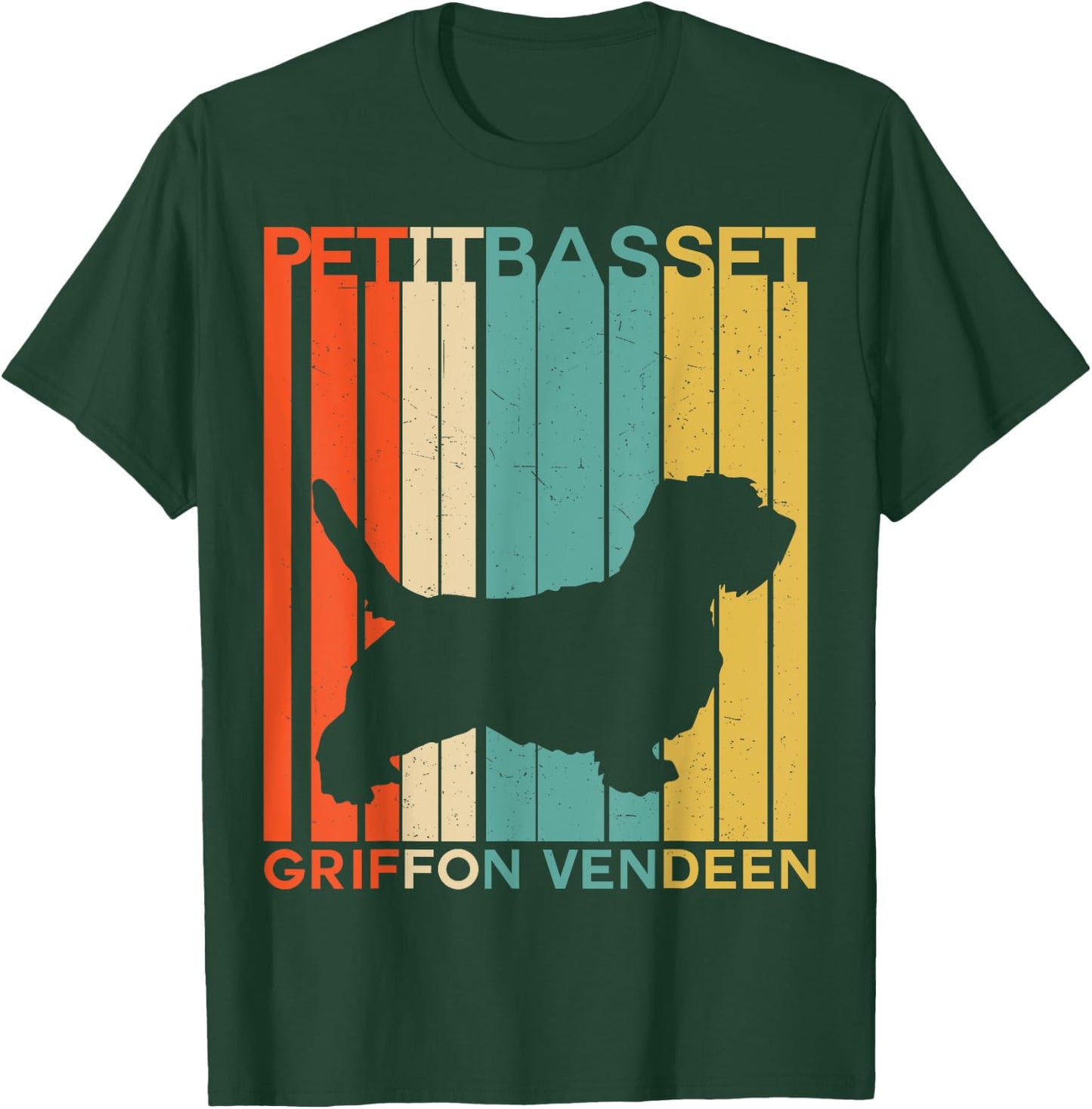 Retro Vintage Petit Basset Griffon Vendeen PBGV Silhouette T-Shirt - T-Shirt | Forest