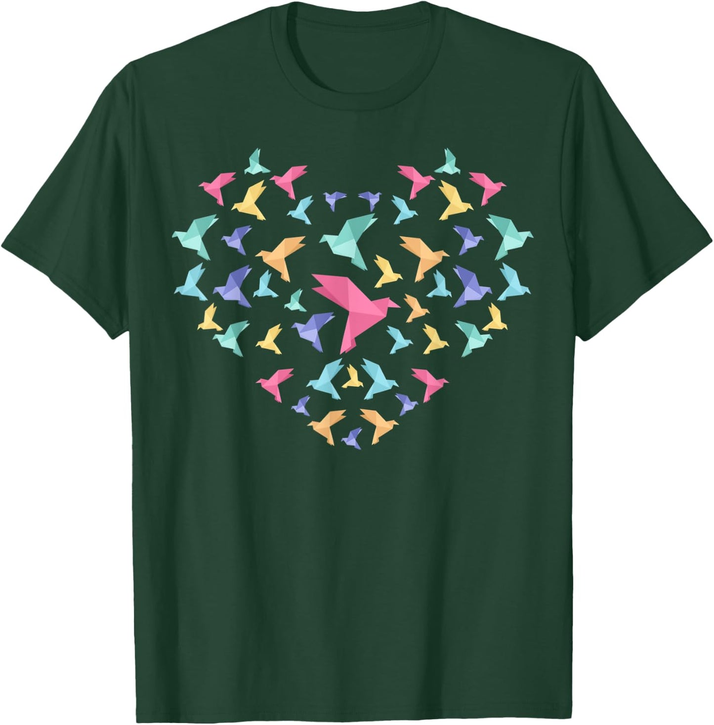 Japanese Paper Folding Art Paper Cranes Heart Origami T-Shirt - T-Shirt | Forest