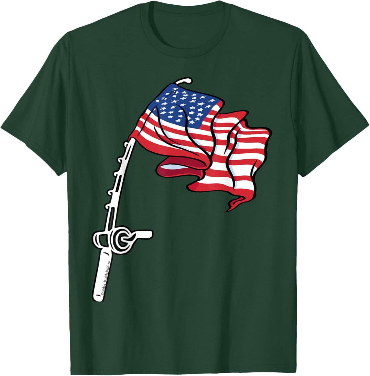 Patriotic Fishing USA Flag Fisherman 4th of July T-Shirt - T-Shirt | Forest