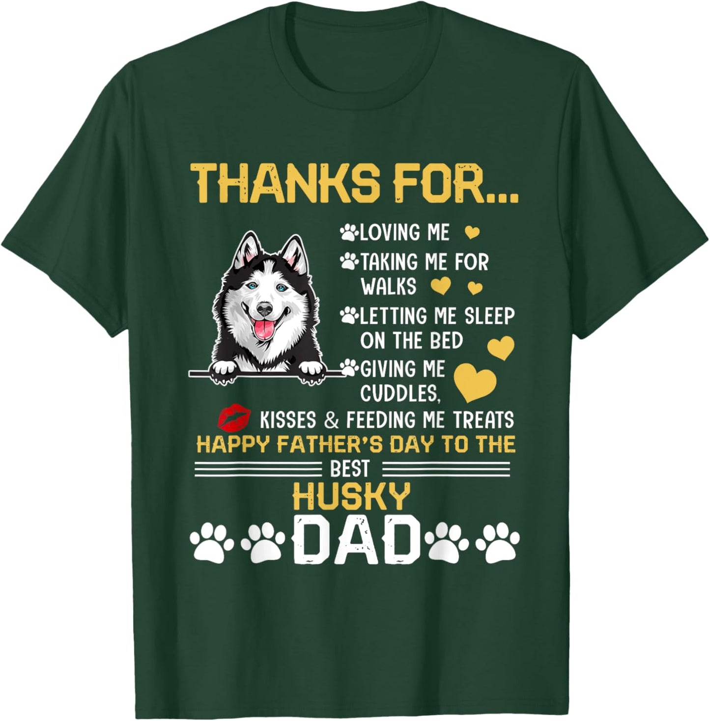 Best Husky Dog Dad Lover Happy Father's Day Women T-Shirt - T-Shirt | Forest