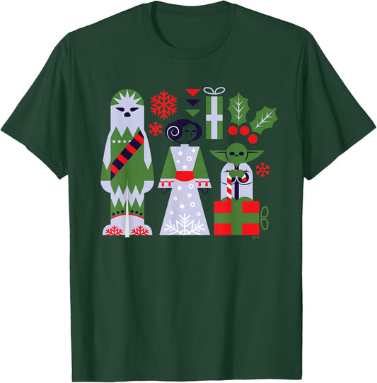 Star Wars Chewbacca Princess Leia and Yoda Christmas Holiday T-Shirt - T-Shirt | Forest