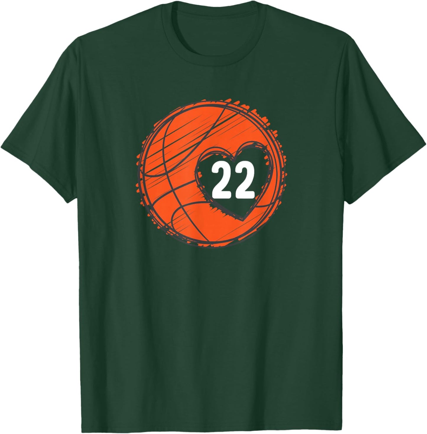 #22 Number 22 - Basketball Graphic Saying Ball Bball Cute T-Shirt - T-Shirt | Forest