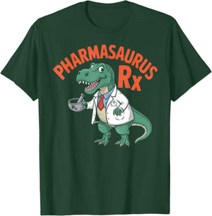 Funny Pharmasaurus Rx Dinosaur Pharmacy Technician Gifts T-Shirt - T-Shirt | Forest