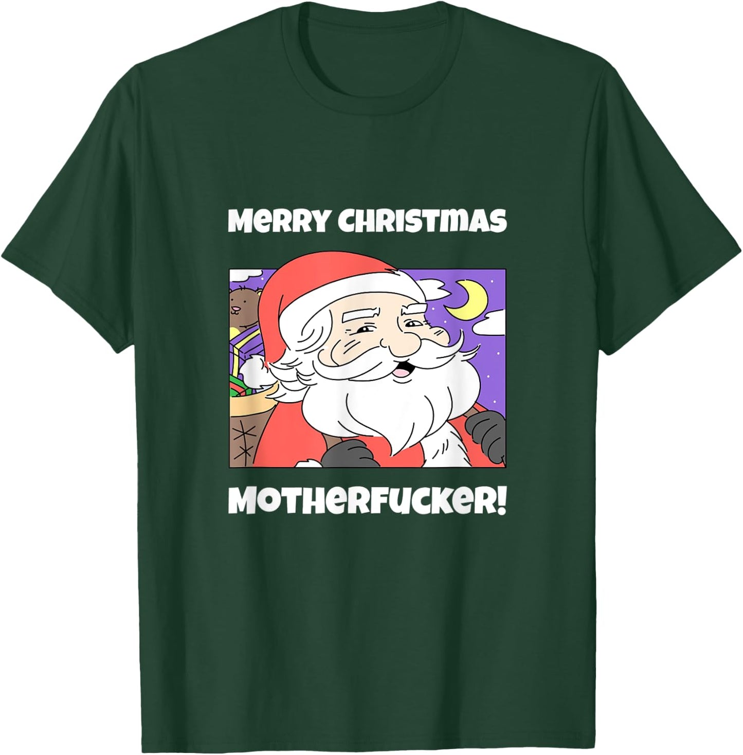 Merry Christmas Motherfucker Funny Santa Claus T-Shirt - T-Shirt | Forest