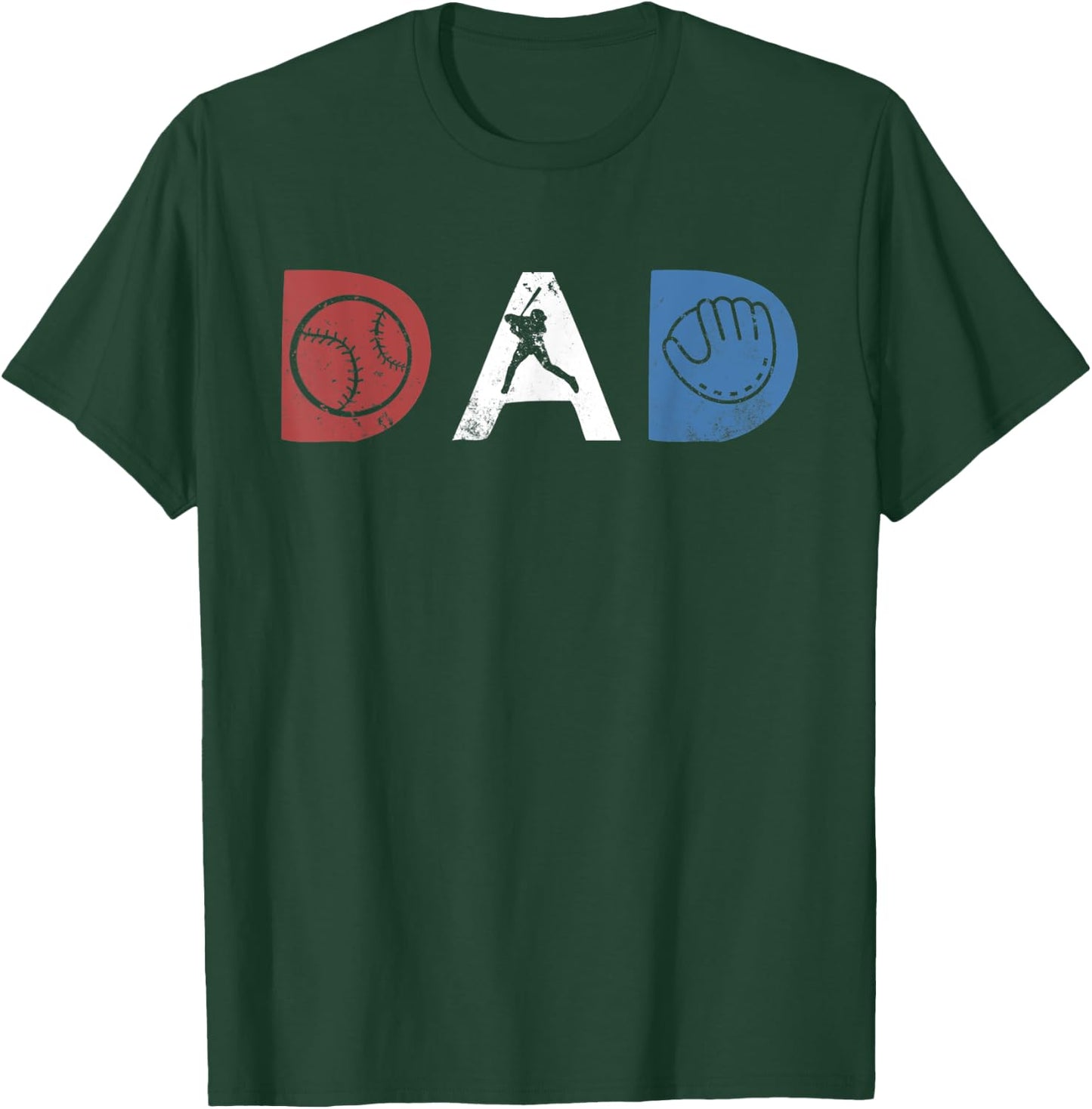 Baseball Dad Softball Vintage Retro Style Red White Blue T-Shirt - T-Shirt | Forest