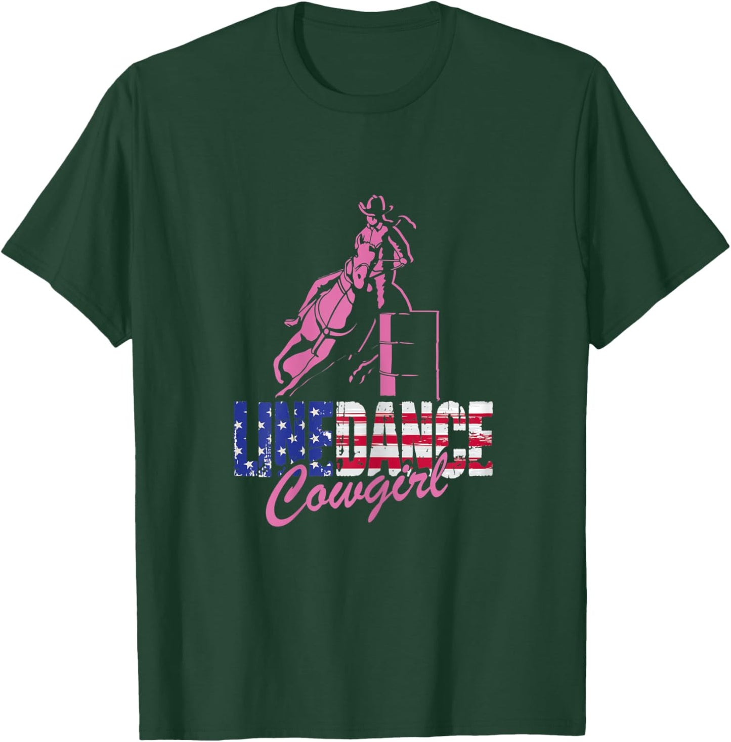 Damen Line Dance Cowgirl | US-amerikanische Flagge | Western Dancing T-Shirt - T-Shirt | Forest