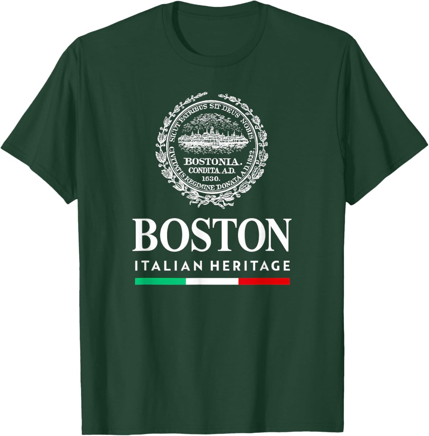 Boston Italian American Heritage Italy Flag Design T-Shirt - T-Shirt | Forest