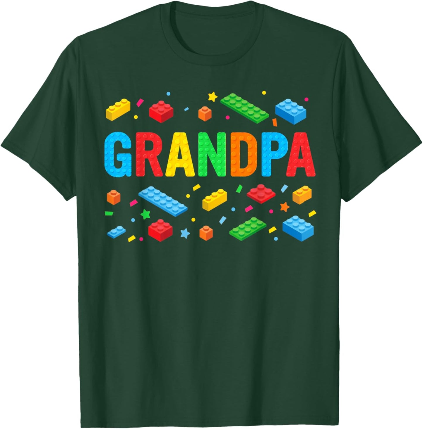 Grandpa Master Builder Building Bricks Blocks Family Funny T-Shirt - T-Shirt | Forest