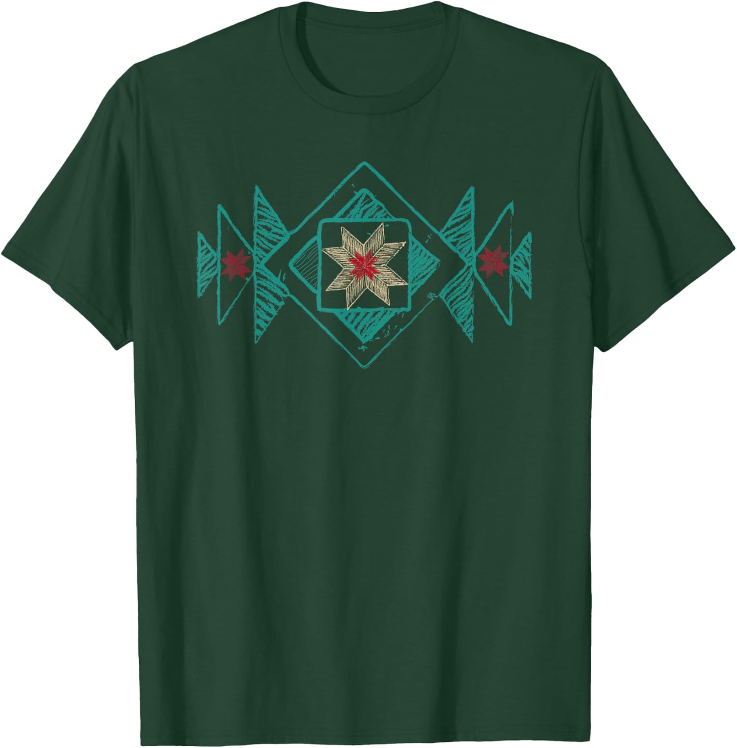 Aztec Design Graphic T-Shirt - T-Shirt | Forest