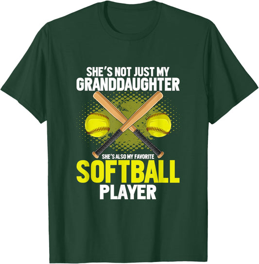 Softball Grandfather Grandpa Softball Player Daughter Sport T-Shirt - T-Shirt | Forest