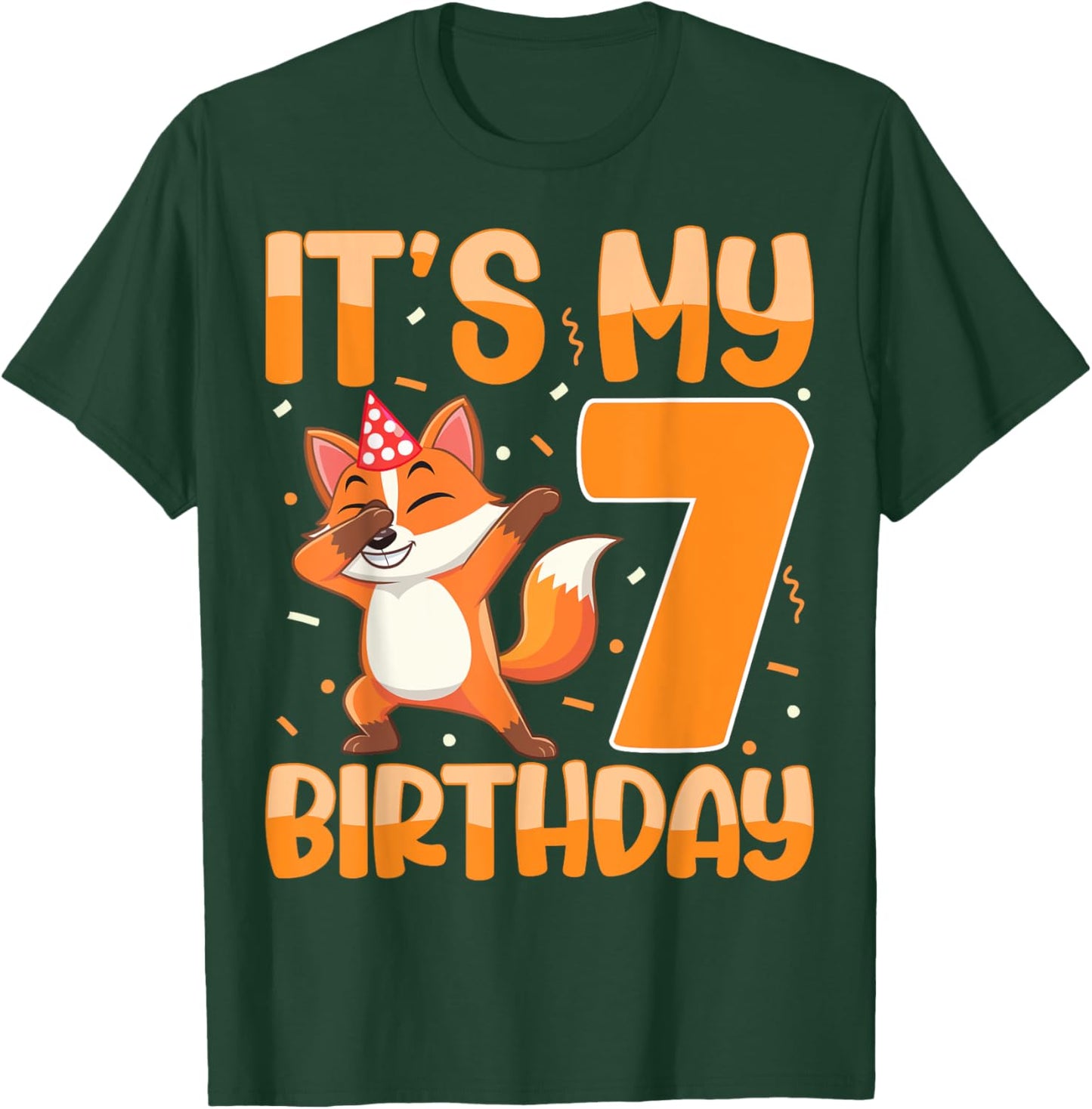 It's My 7th Birthday Dabbing Fox 7 Years Old Boys Girls T-Shirt - T-Shirt | Forest