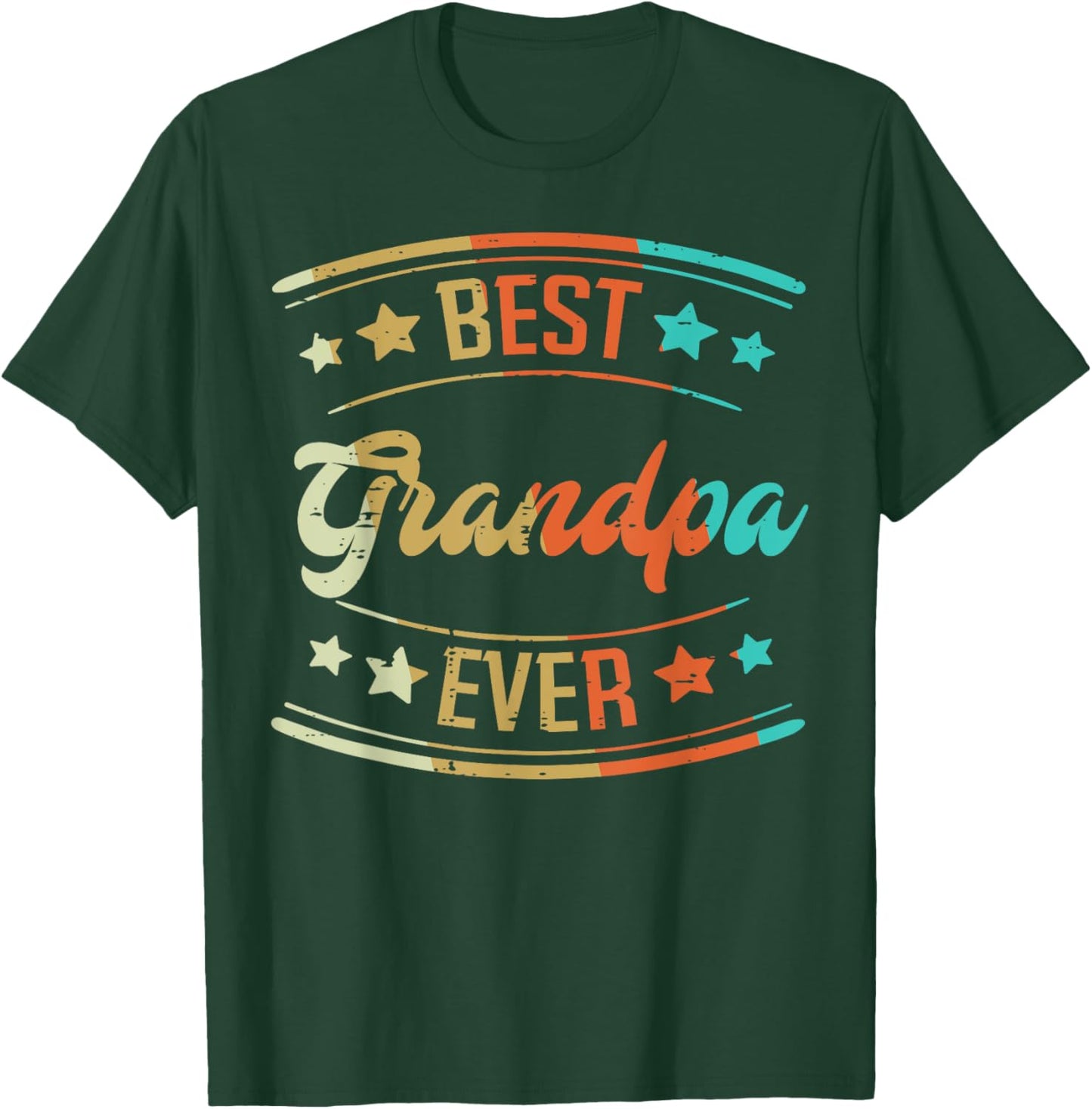 Best Grandpa Ever Retro Fathers Grandparents Day Papaw Men T-Shirt - T-Shirt | Forest