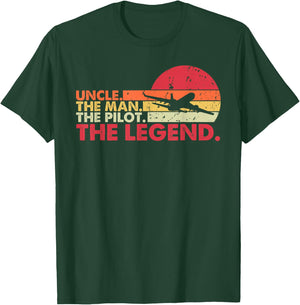 Uncle The Man The Pilot The Legend Aviator Father T-Shirt - T-Shirt | Forest