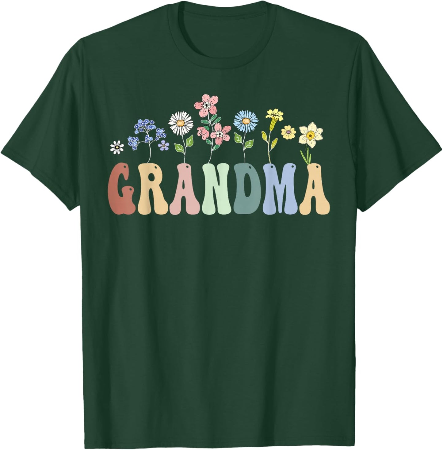 Grandma Gifts Women Wildflower Floral Design Grandma T-Shirt - T-Shirt | Forest