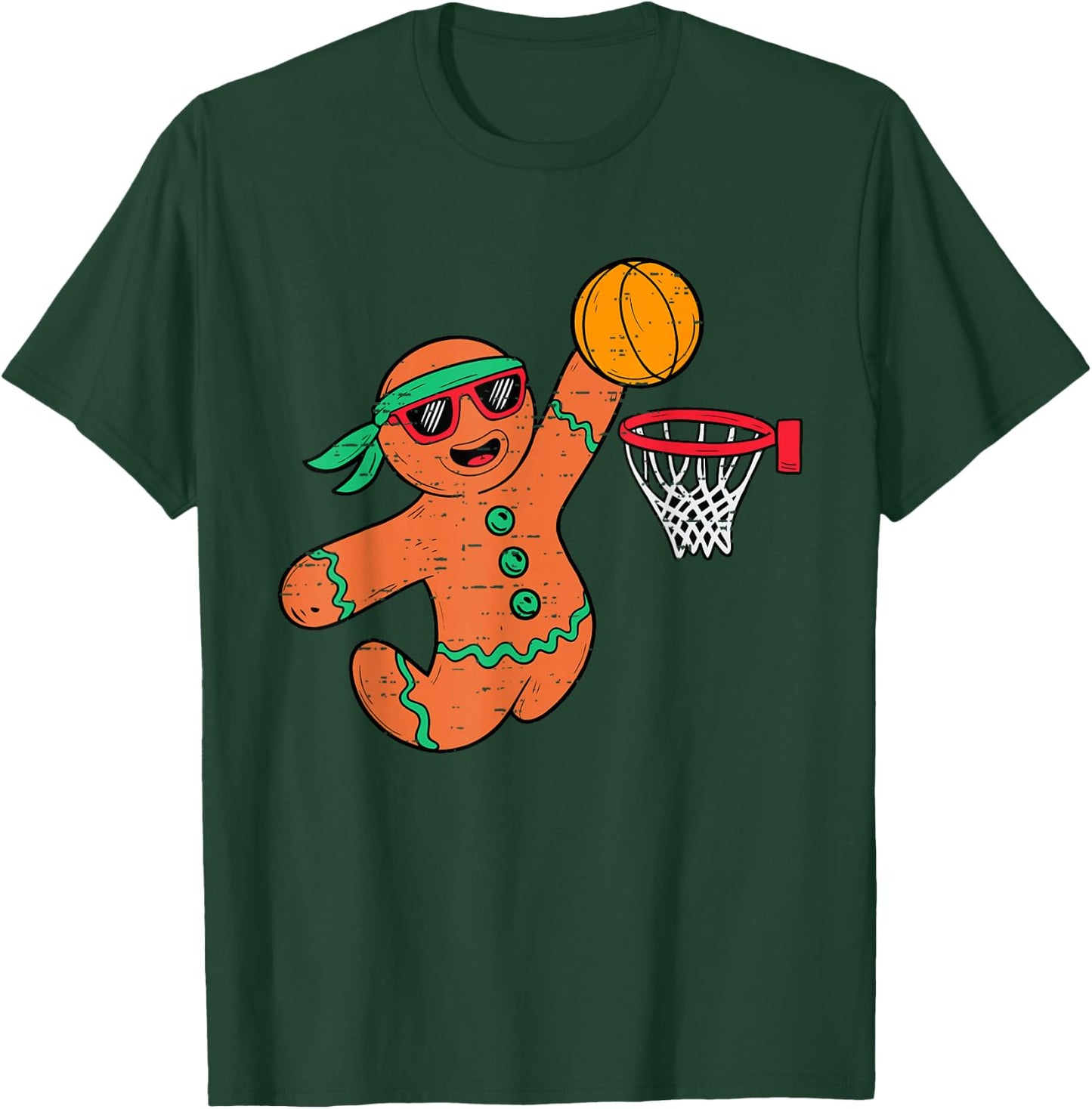 Funny Gingerbread Basketball Christmas Xmas Boys Kids T-Shirt - T-Shirt | Forest