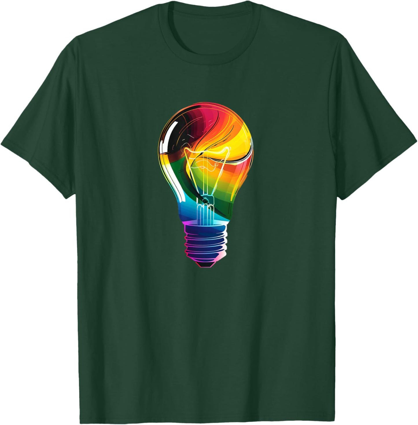 Funny Light Bulb Outfit -Adults Colorful Light Bulb Costume Black Small Classic Fit Short Sleeve Cotton Blend, Polyester T-Shirt - T-Shirt | Forest