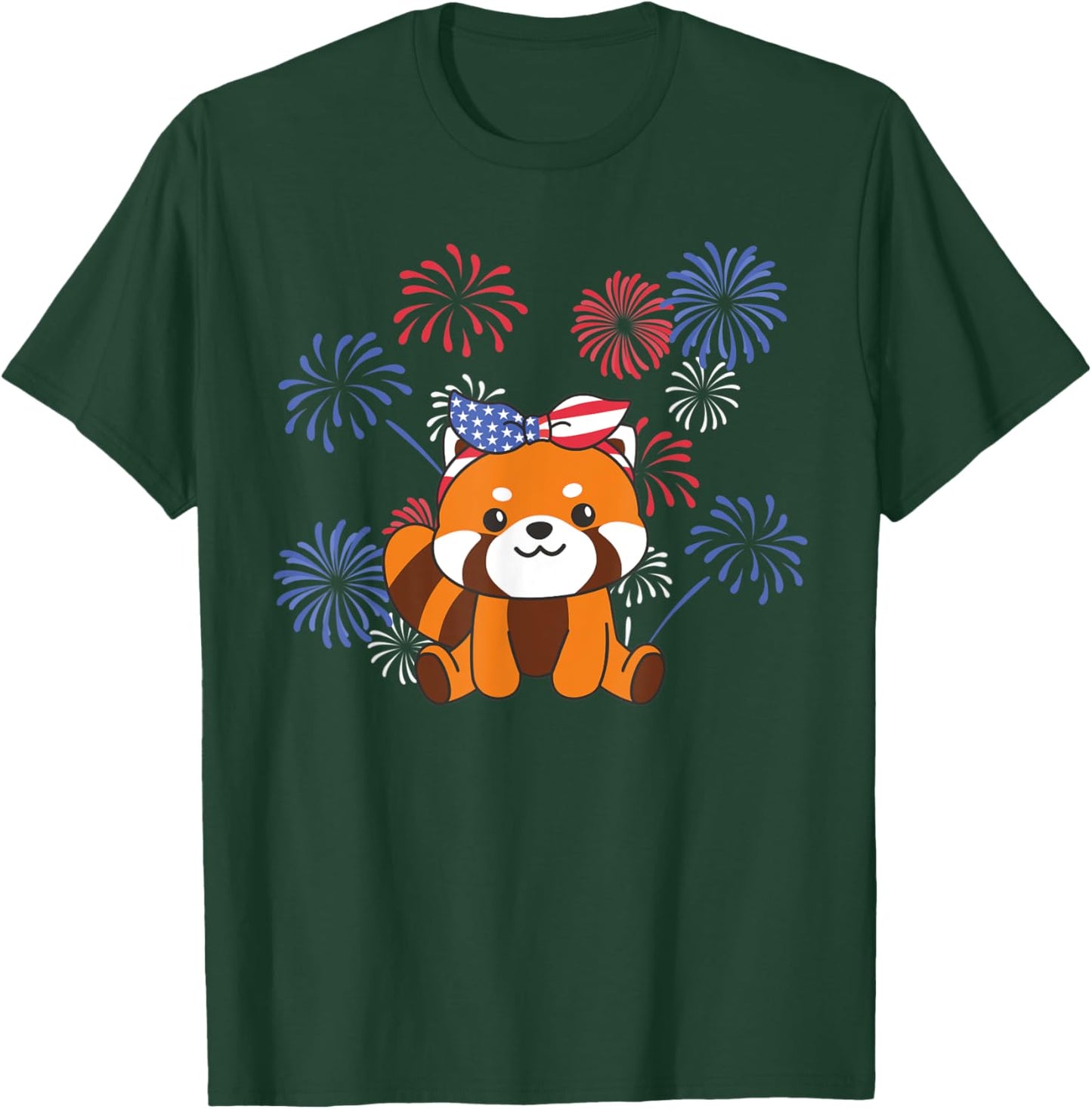 4th Of July American Red Panda For Kids Cute Usa Red Panda T-Shirt - T-Shirt | Forest