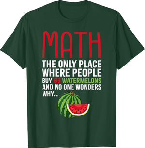 Funny Math And Watermelons Mathematics Calculation Numbers T-Shirt - T-Shirt | Forest