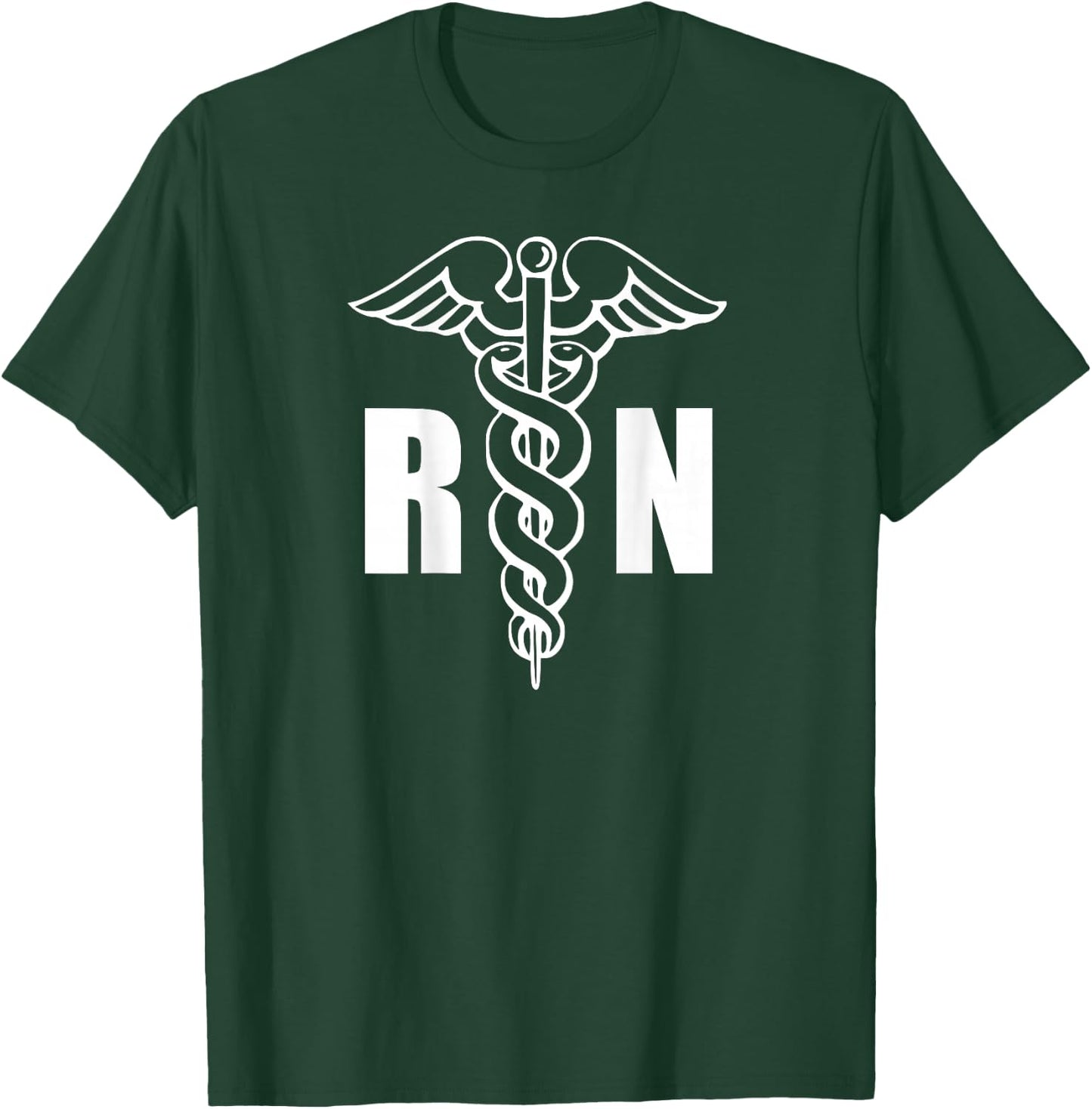 Nurse RN Caduceus Medical Symbol Nursing (Back Design) T-Shirt - T-Shirt | Forest