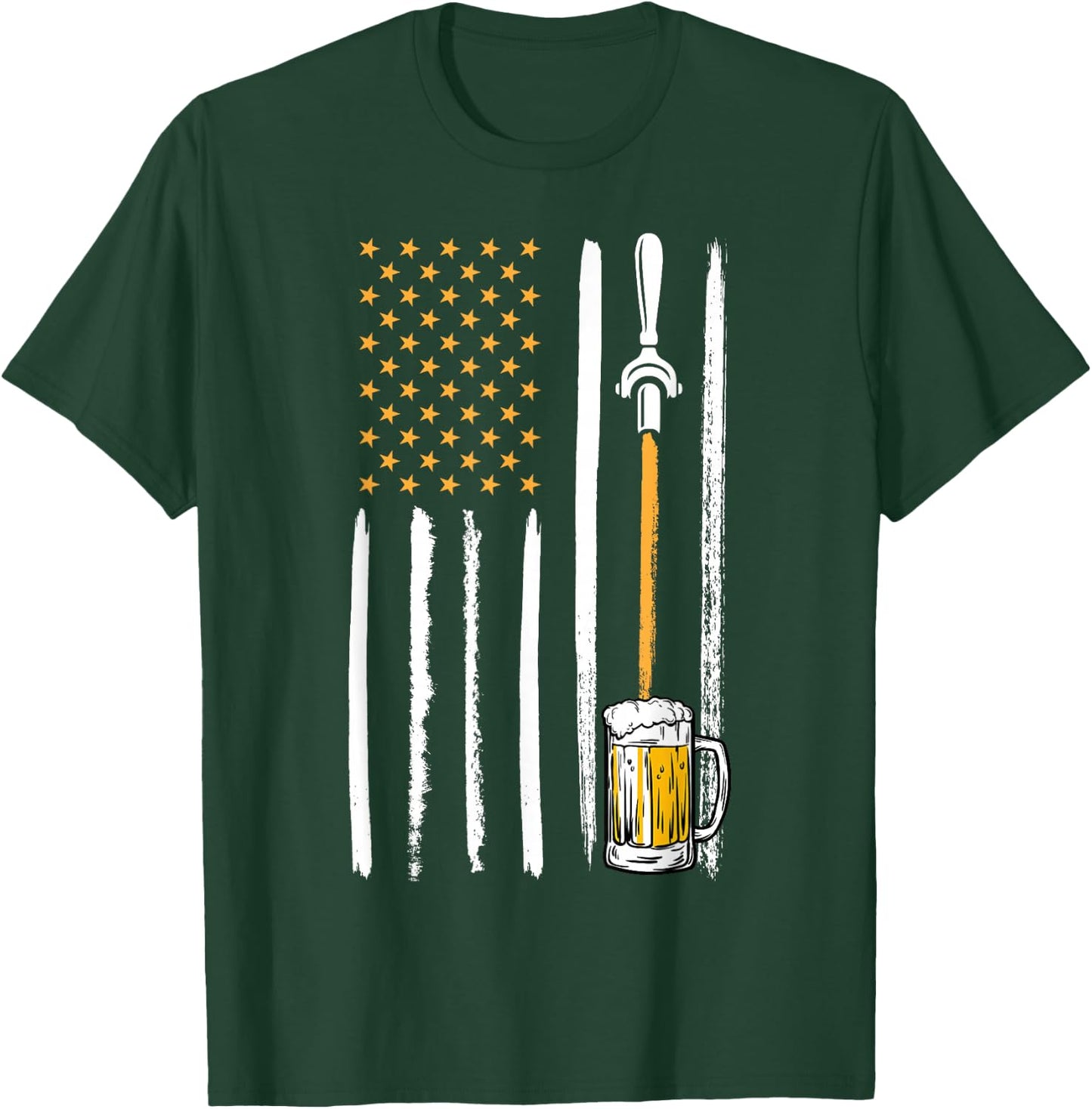 Craft Beer American Flag USA 4th July Brewery Alcohol Lovers T-Shirt - T-Shirt | Forest
