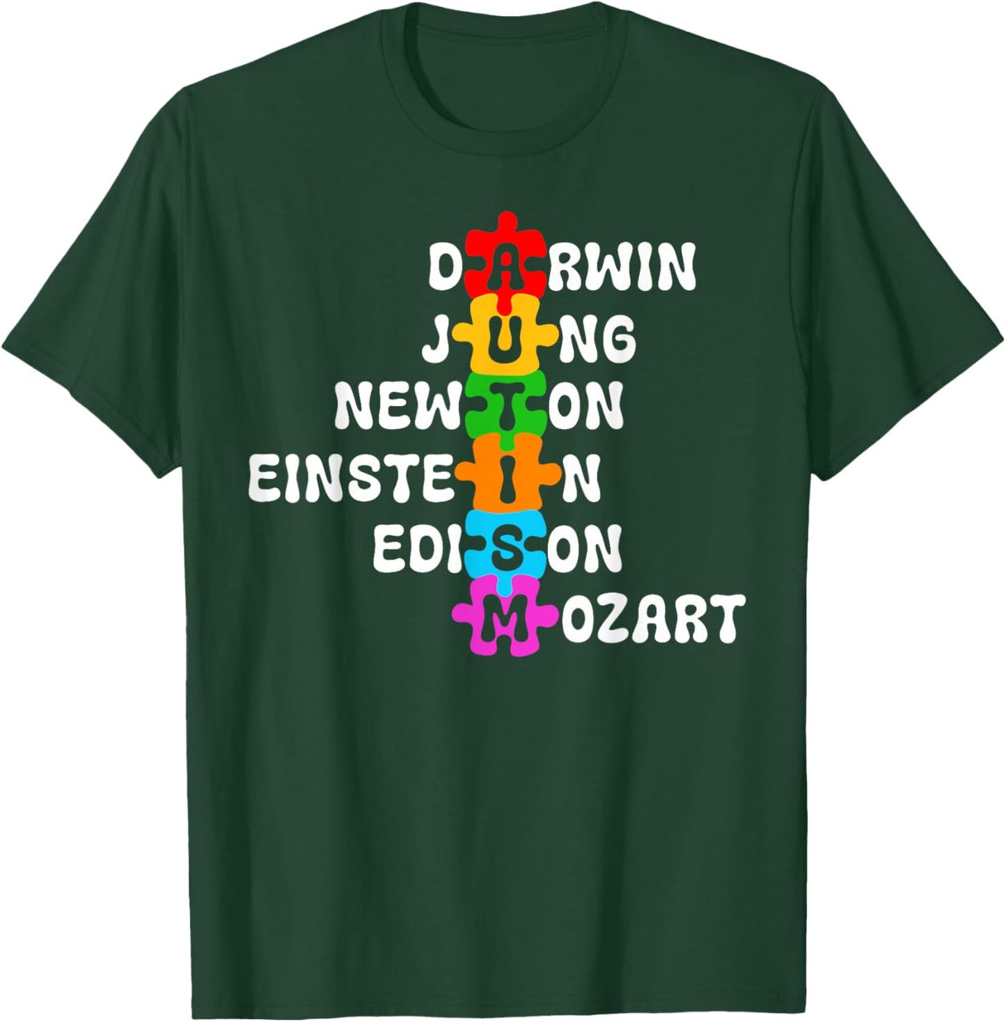 Autism Awareness Darwin Jung Newton Einstein Edison Mozart T-Shirt - T-Shirt | Forest