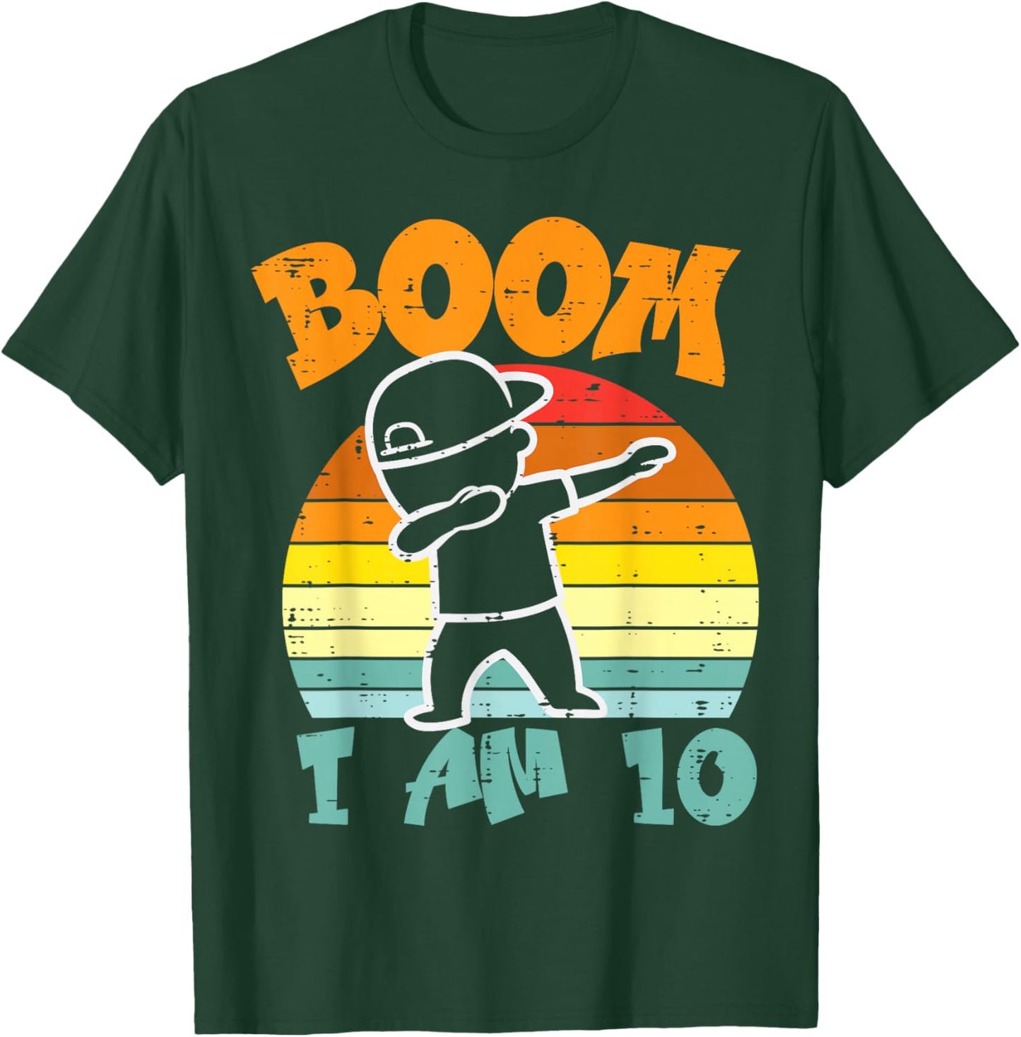 Boom Im 10 Boy Dab Retro 10th Birthday Bday Party Dance Boys T-Shirt - T-Shirt | Forest