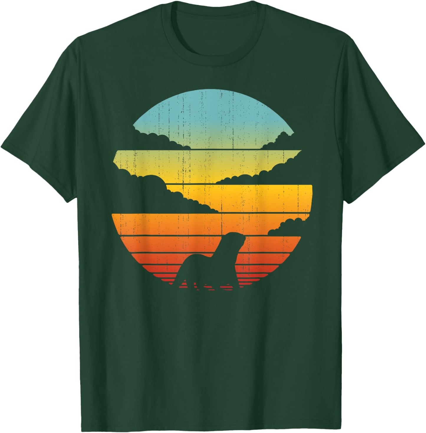 Otter Retro Vintage 60s 70s Sunset Mammal Animal Lovers Men T-Shirt - T-Shirt | Forest