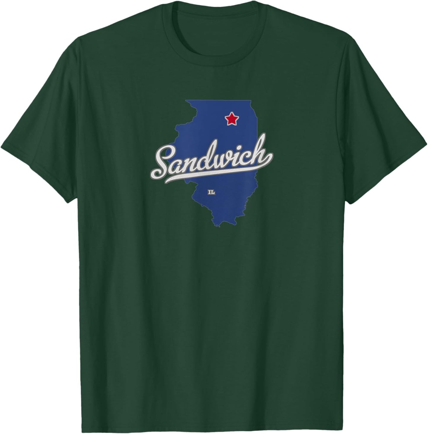 Sandwich Illinois IL Map T-Shirt - T-Shirt | Forest