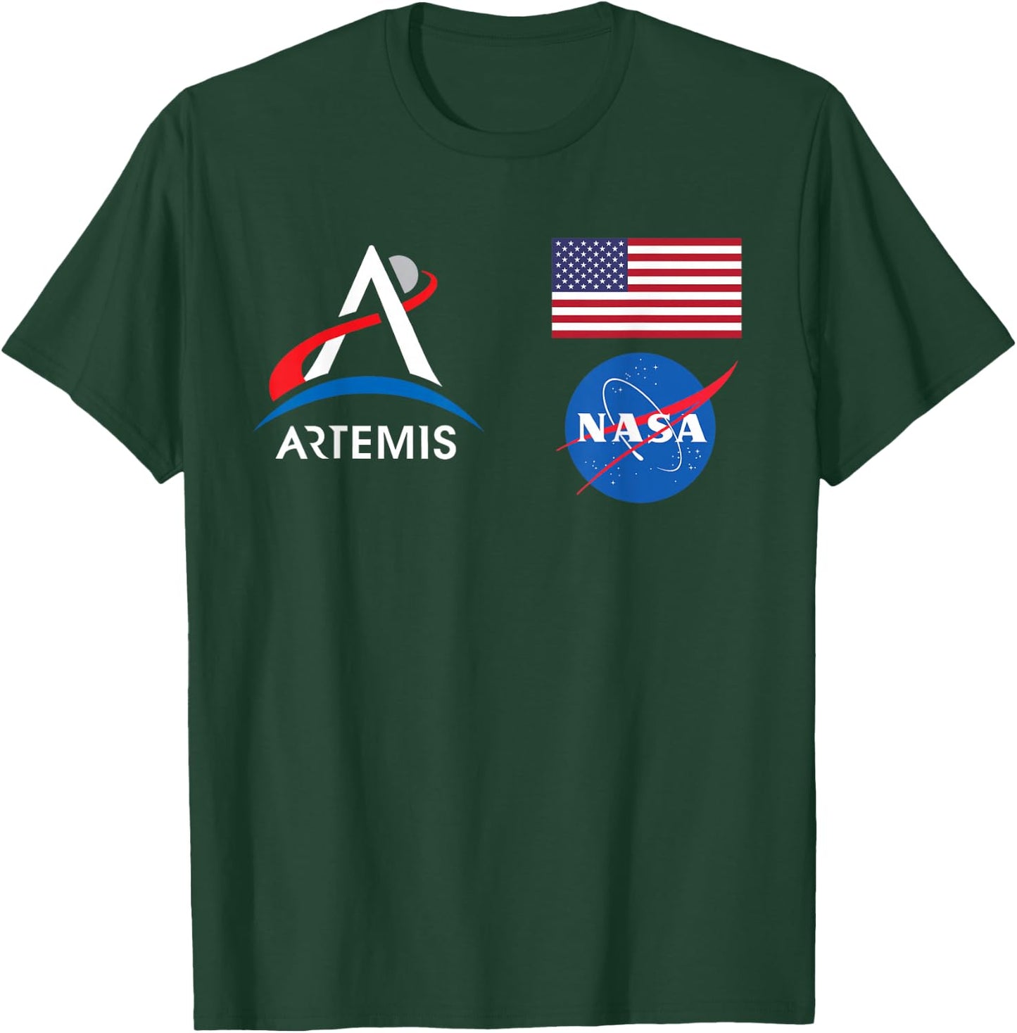 Artemis Mission 1 One Astronaut Patch Front and Back Design T-Shirt - T-Shirt | Forest