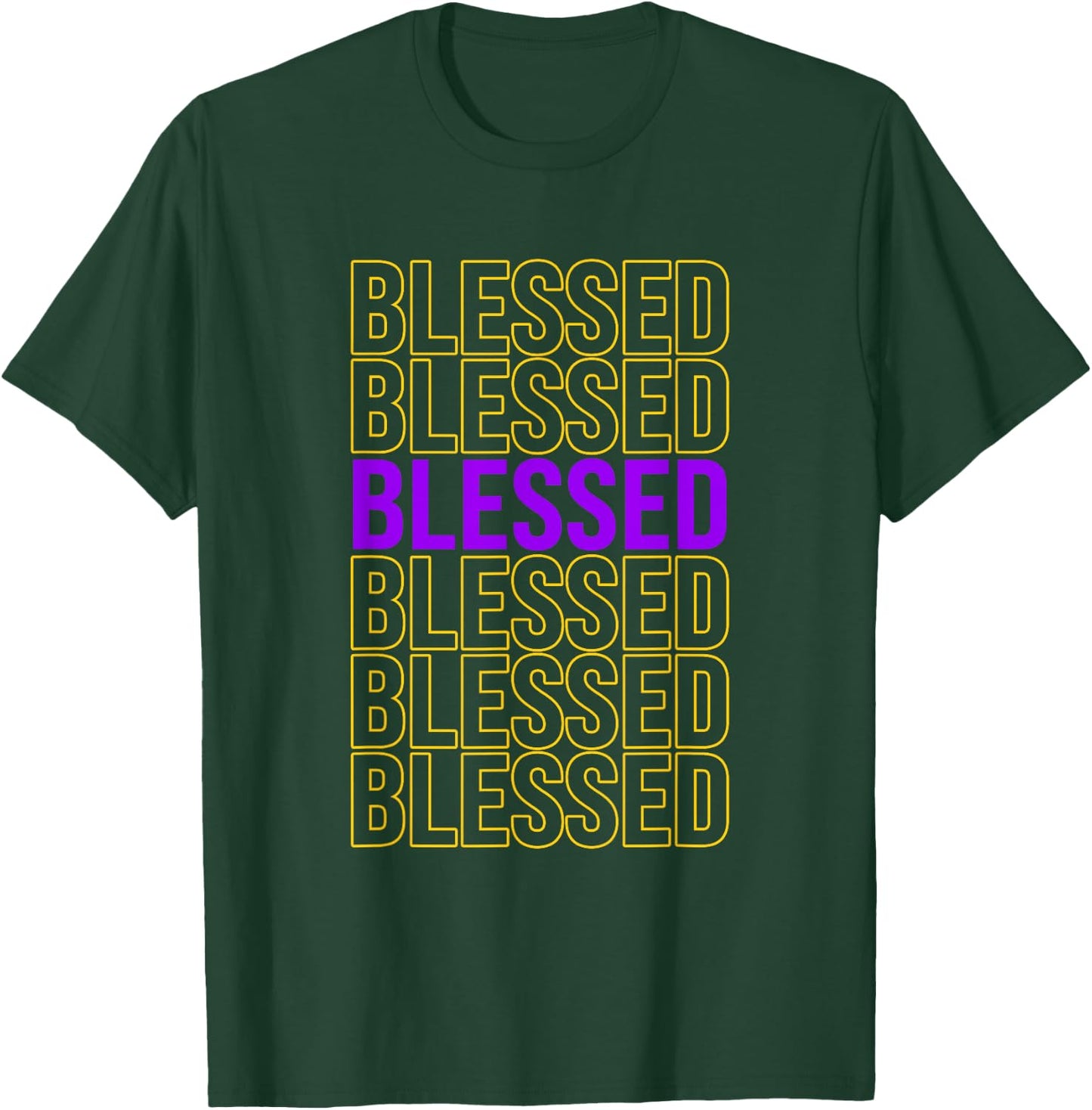 Purple and Golds Blessed-gold & Purple Color Graphic T-Shirt - T-Shirt | Forest