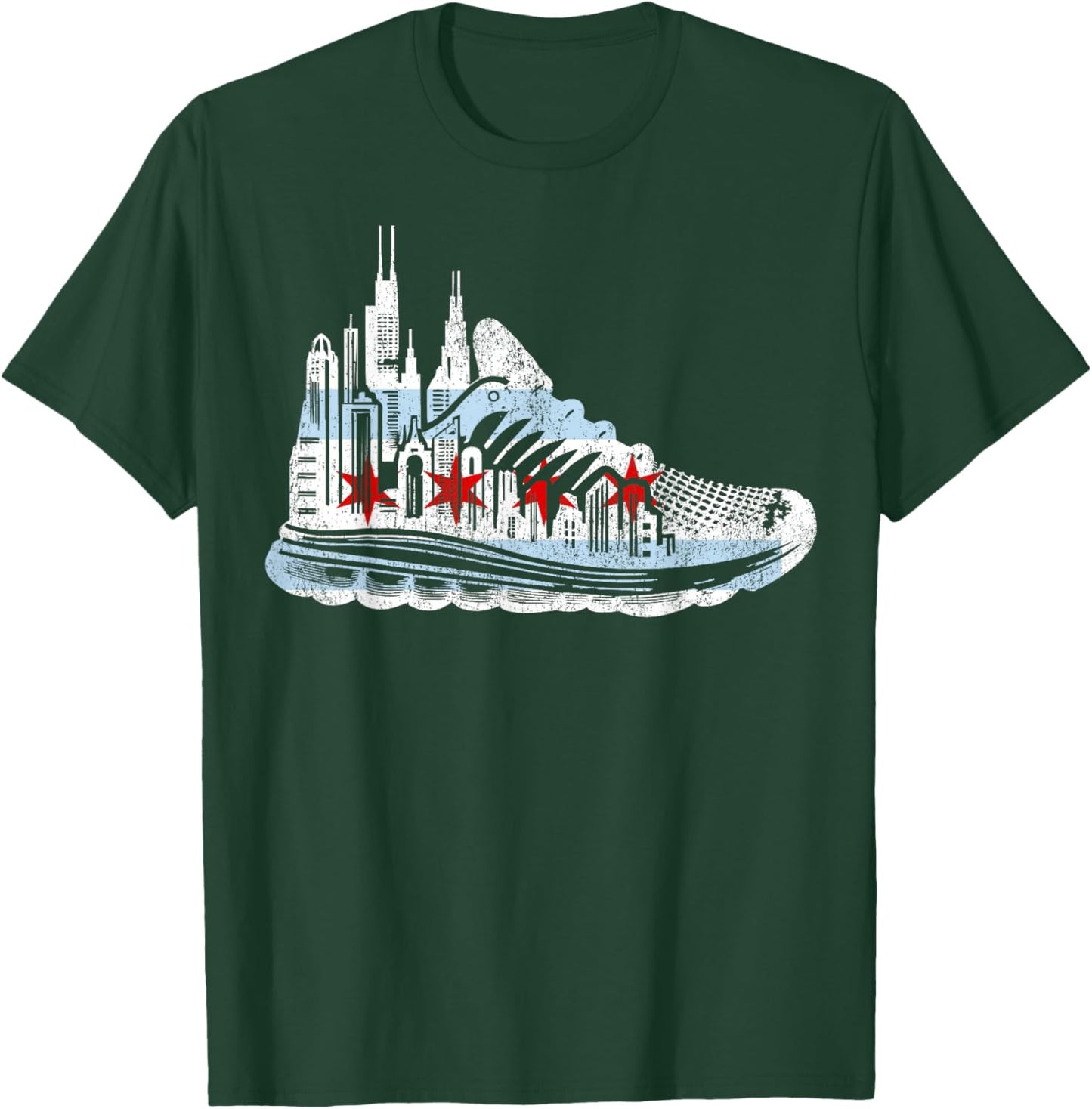 Chicago Runner Run Marathons Running Jogger Motivational T-Shirt - T-Shirt | Forest