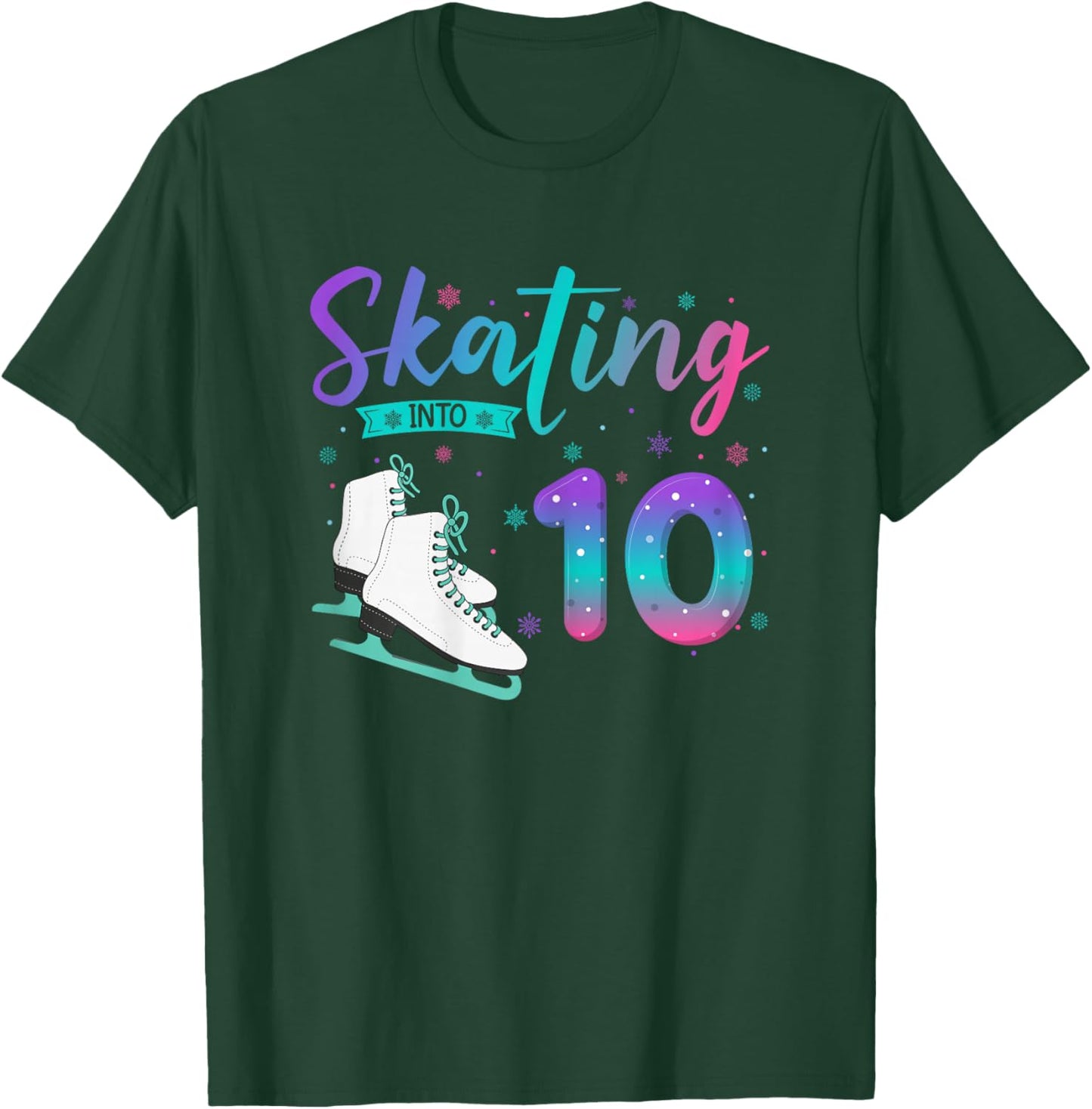 10 Year Old Ice Skating Girl 10th Birthday Girl T-Shirt - T-Shirt | Forest
