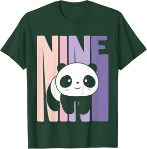 9 Year Old Cute Panda Birthday Girl 9th B-day T-Shirt - T-Shirt | Forest