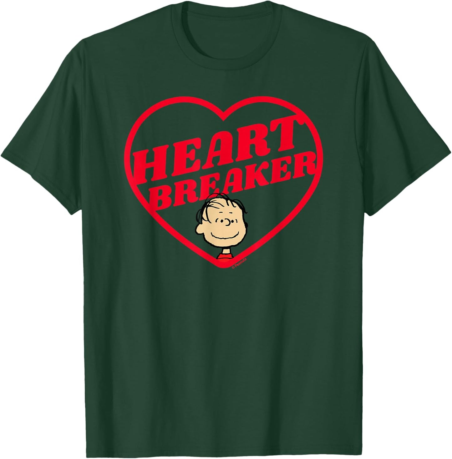 Peanuts Linus Heartbreaker , Men's Black Small Classic Fit Short Sleeve T-Shirt - T-Shirt | Forest
